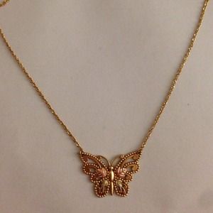 10K BHG Butterfly Pendant Necklace 18"