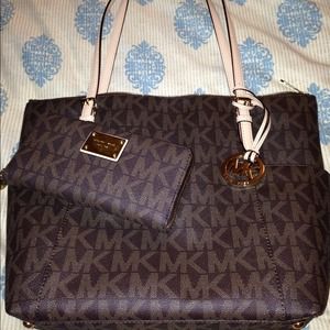 MK PVC Monogram ZipTote and Contntl Wallet