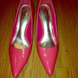Hot pink low heels