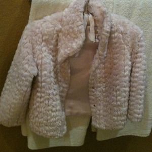 Girls faux pale pink fur coat