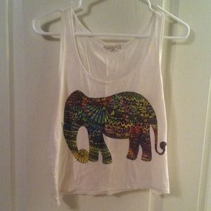 Elephant design white tank top
