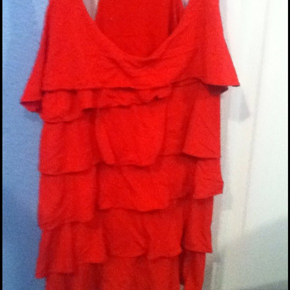 Red Layered Ruffled Top - Picture 1 of 2