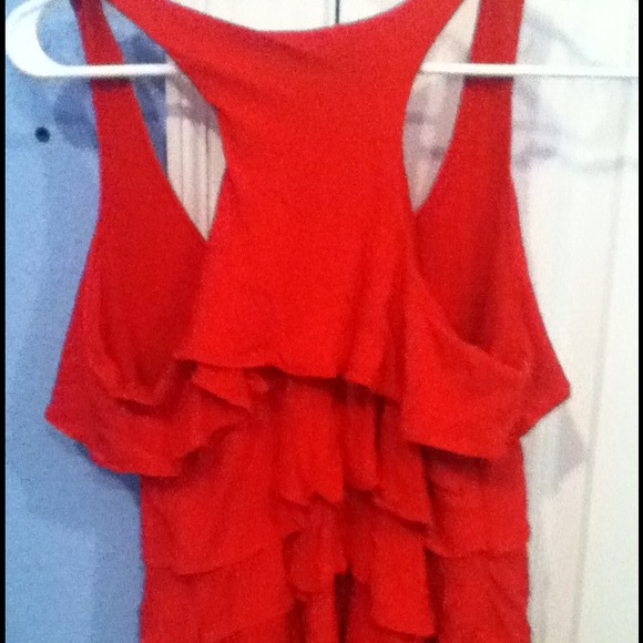 Red Layered Ruffled Top - Picture 2 of 2