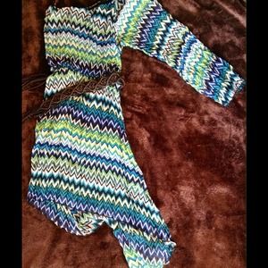 Multicolor chevron one shoulder dress