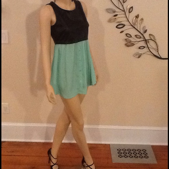 Lily White Leather & Mint Green Dress Top