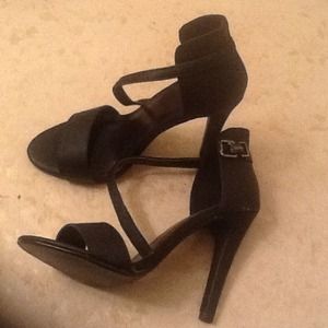 Red and black heels.