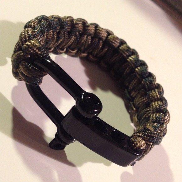 Handmade paracord survival bracelet in camouflage