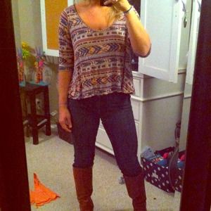 American Rag: Loose fitting Aztec top