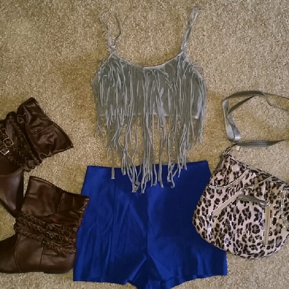 Gray fringe crop top bralette - Picture 1 of 2
