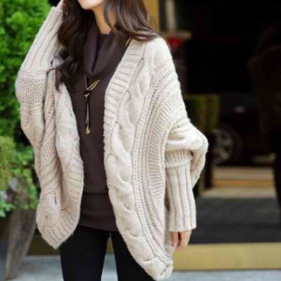 Sweaters - Cream Wool Cardigan
