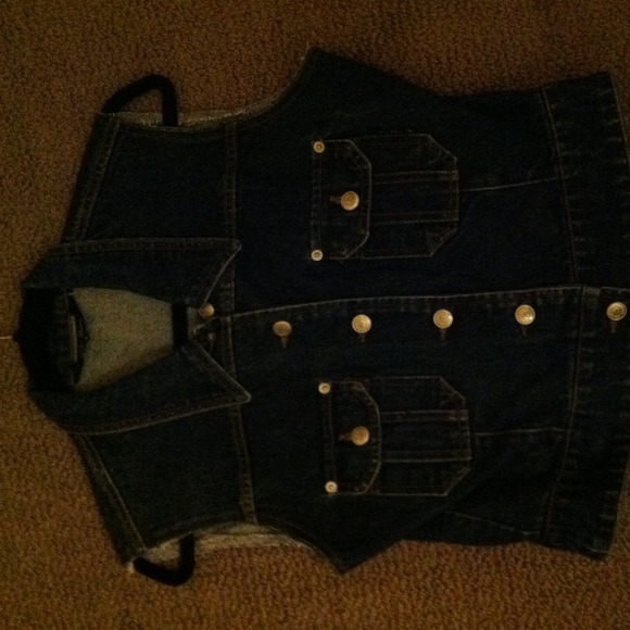 Dark wash jean vest