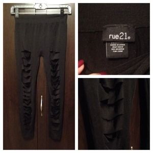 Black shredded leggings