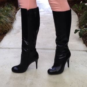Black high heeled boots