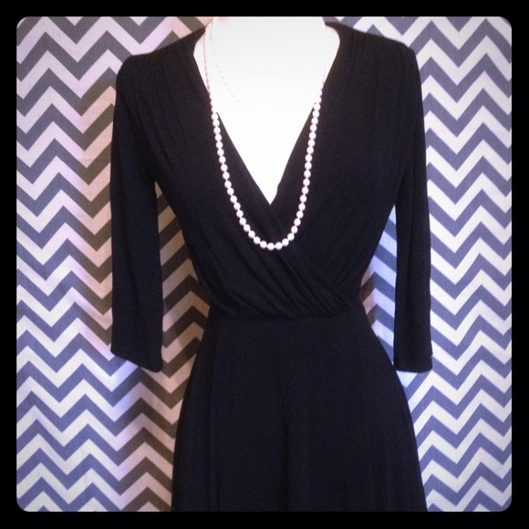 Melissa Masse black plunge neck dress