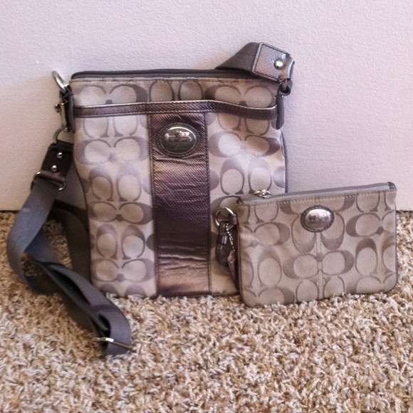 Authentic coach crossover and wristlet
