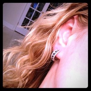 14K stamped white gold with sapphires and diamonds