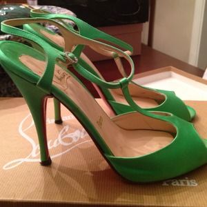 Christian Louboutin green satin ERNESTA 120