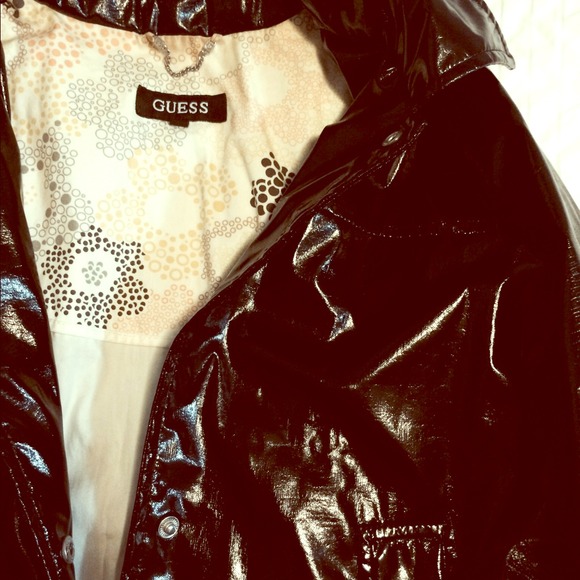 GUESS Black Raincoat with hood