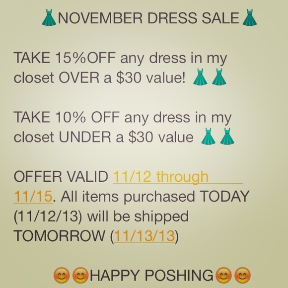 NOVEMBER DRESS SALE