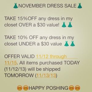NOVEMBER DRESS SALE