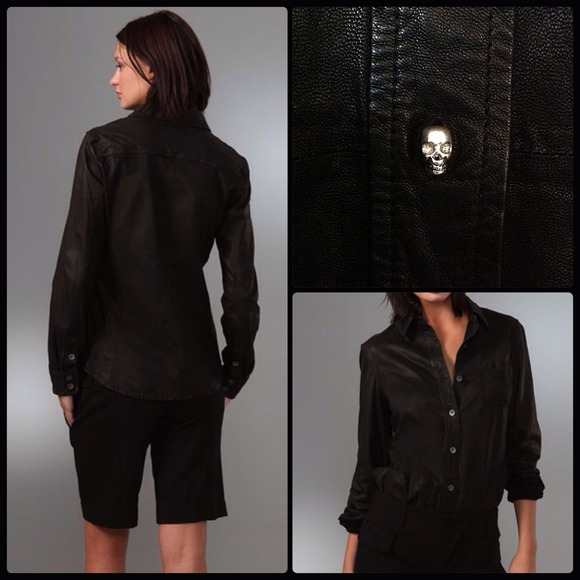 HOLD🔫EQUIPMENT 💯 Leather w/💀 Buttons NWT - Picture 2 of 2