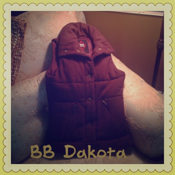 BB Dakota Outerwear - Brown/Maroon Herringbone Vest