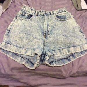 Acid wash high waisted shorts