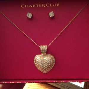 Heart necklace and earrings