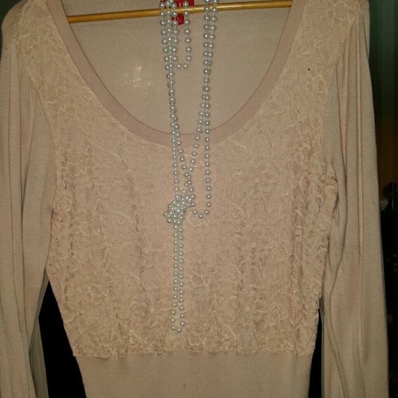 Blush pink lace sweater
