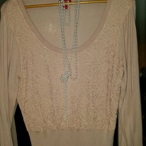 Blush pink lace sweater