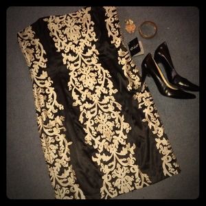 WHBM Black and Gold Dress