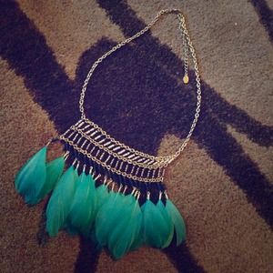 Turquoise Feather Necklace