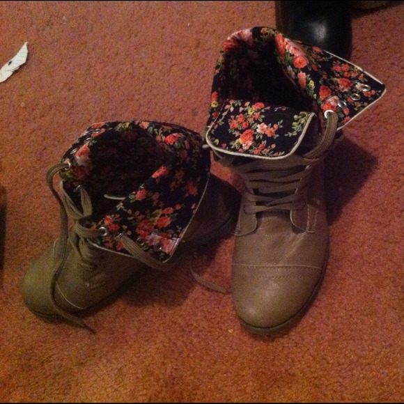Adorable floral combat booties
