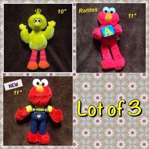 Bundle of 3 Sesame Street dolls. 2 Elmo & big bird