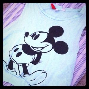 H&M neon Mickey cropped top .