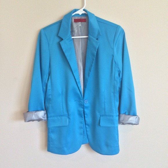 Cuffed Blazer in Turquoise
