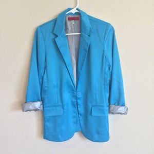Cuffed Blazer in Turquoise