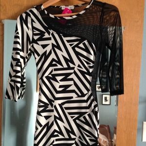 Black and White part lace party dress