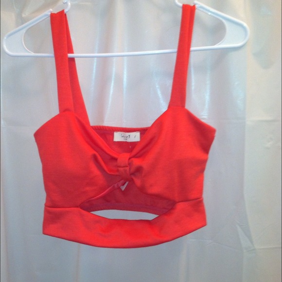 Sexy Coral Padded Cut Out Crop Top