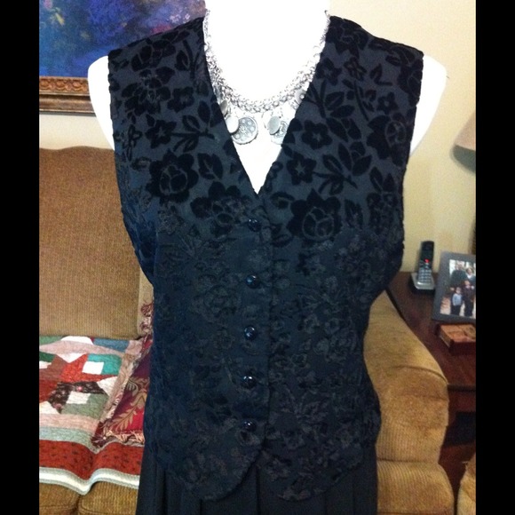 Black dressy embellished vest, tie back.  NWOT