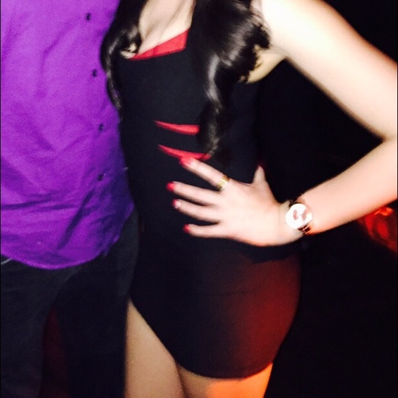 Bodycon dress in black and red