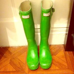Green rain boots