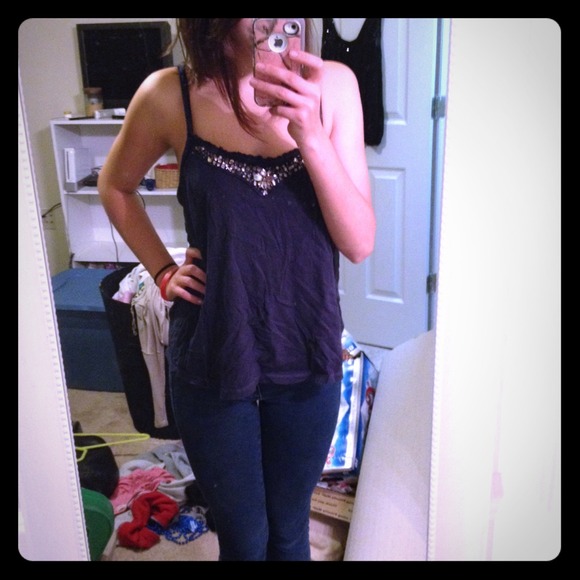 Navy flowy top