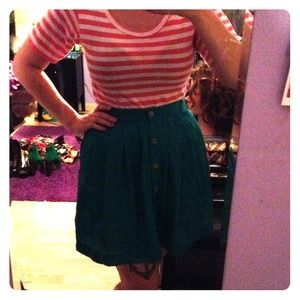 Green button up skirt and bangles