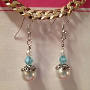 Glass Bead Pearl Earrings by Dawn