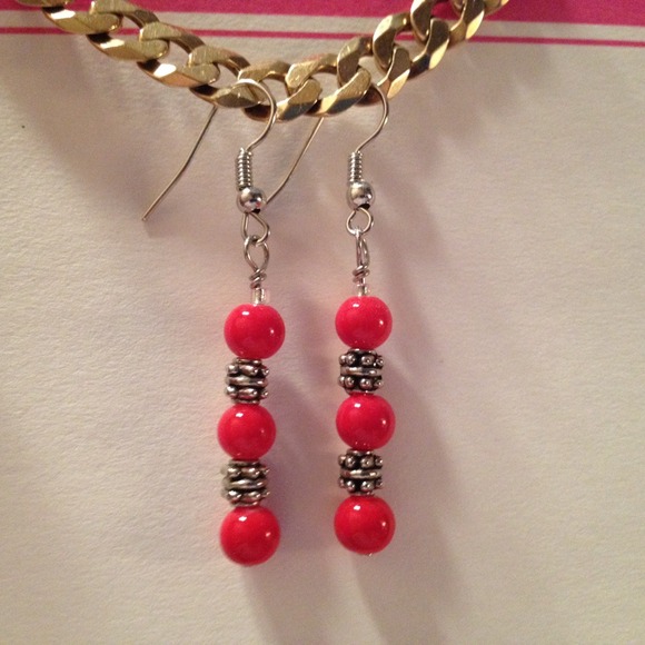 Red Dangle Earrings by Dawn - Picture 1 of 1