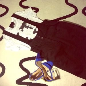 H&M black hi-waist overall style skirt