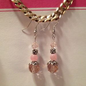 Pink Glass Bead Earrings by Dawn