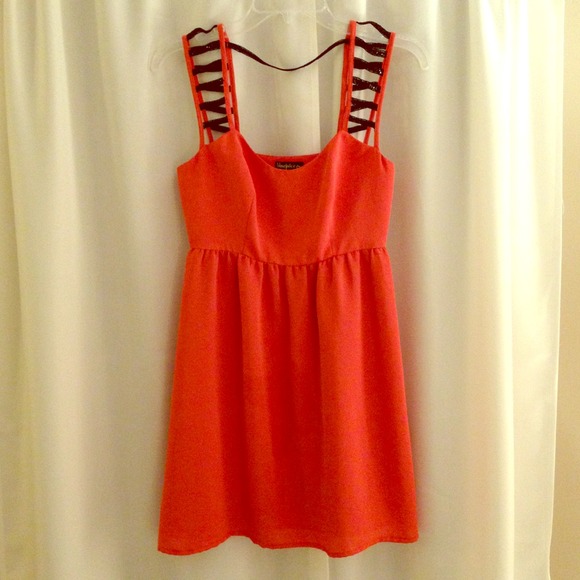 Coral party dress by Bluejuice