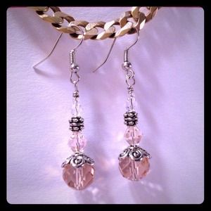 Pink Glass Bead Earrings by Dawn